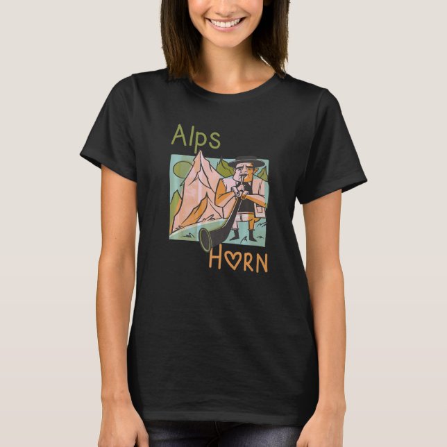 Camiseta Alps Horn Swiss Music Instruments Alps Suiça (Frente)