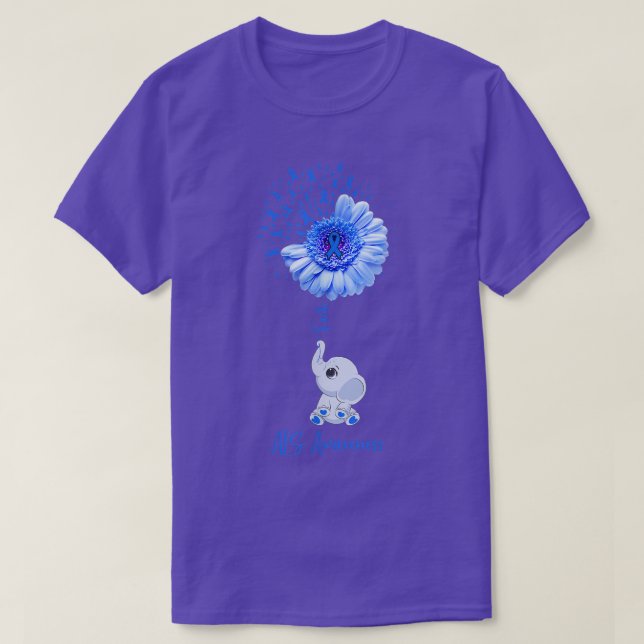 Camiseta ALS Awareness Faith Elephant Survivor Fighter  (Frente do Design)