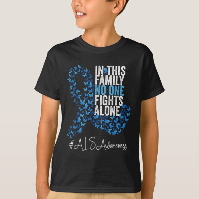 Camiseta Als Consciência Mês Borboletas Azuis (Frente)