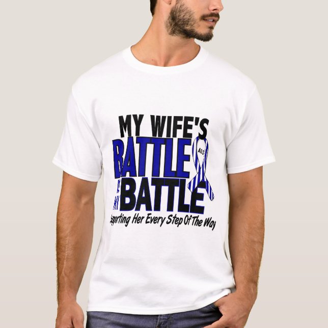 Camiseta ALS minha batalha demasiado 1 esposa (Frente)