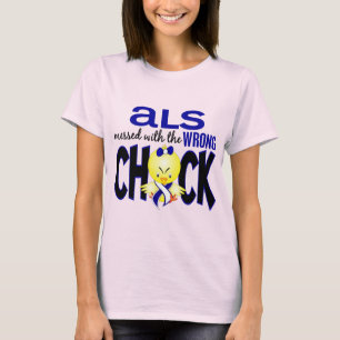 Camiseta ALS sujado com o pintinho errado