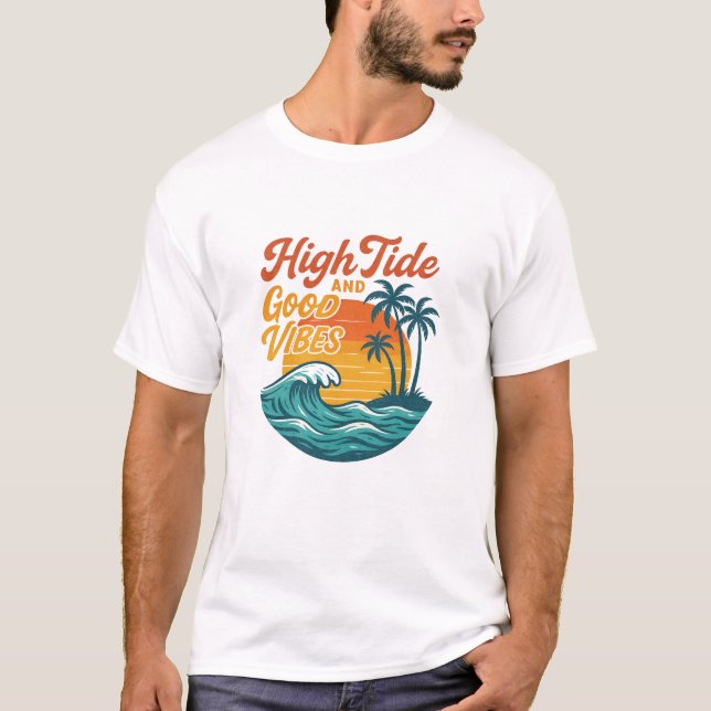 Camiseta Alta inclinação e boas vibrações - Surf de vinheta (Frente)