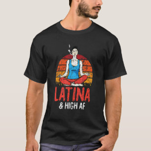 Camiseta Alta Latina Engraçada Ioga Meditar Fumando Maconha