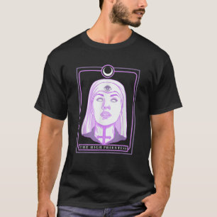 Camiseta Alta Sacerdotisa Cartão Tarot Pastel Culto de Goth