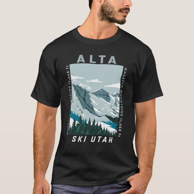 Camiseta Alta Ski Area Winter Utah Vintage Distúrbios (Frente)