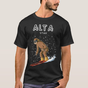 Camiseta Alta Utah EUA Sloth Ski Resort 80s Retro