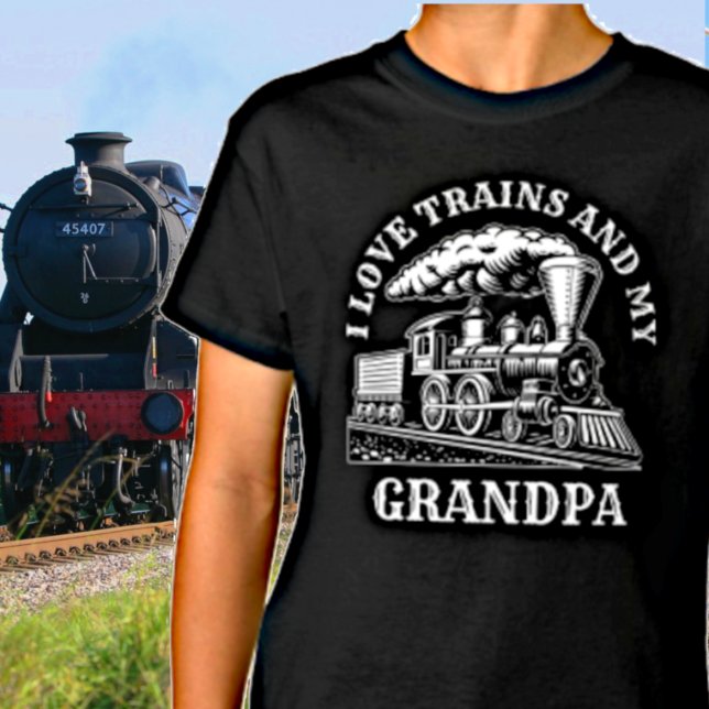 Camiseta Alterar Nome Texto I Love Steam Trains & My Avô (Criador carregado)
