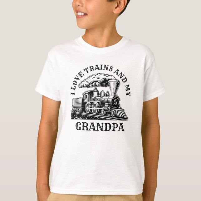 Camiseta Alterar Nome Texto I Love Steam Trains & My Avô (Frente)