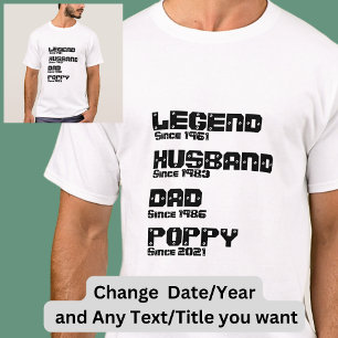 Camiseta Alterar QUALQUER Nome Data Ano Legenda Marido Pai 