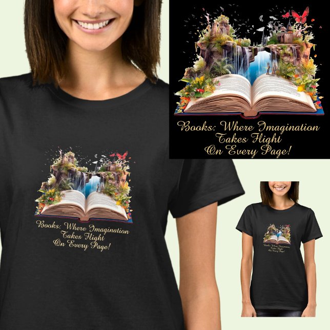 Camiseta Alterar Texto, Livros Onde A Imaginação Faz Voo (Criador carregado)