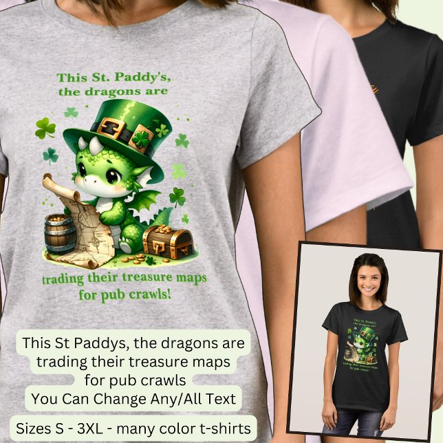 Camiseta Alterar Texto, Mapas Comerciais Dragão de St Patri (Criador carregado)