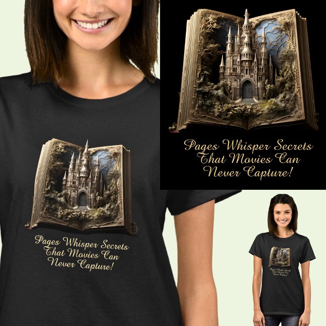 Camiseta Alterar Texto, Páginas Segredos Sussuros, Livro 3D (Criador carregado)