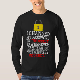 Camiseta Alterei Minha Senha Para O Dia Incorreto Da Senha