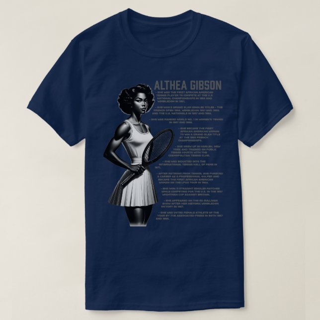 Camiseta Althea Gibson Facts (Frente do Design)