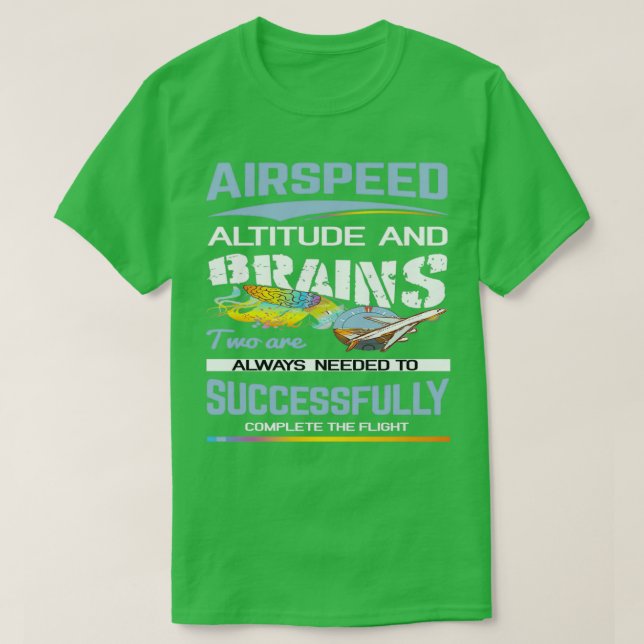 Camiseta Altitude da velocidade aérea e piloto de cérebros  (Frente do Design)