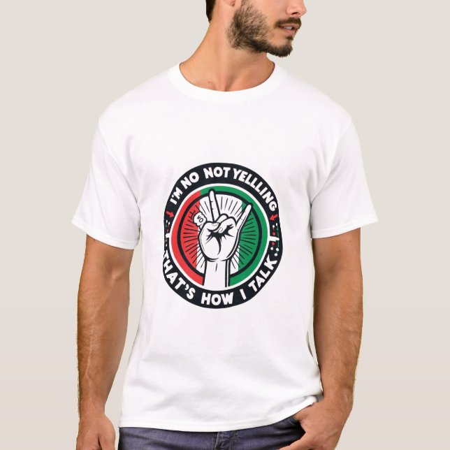 Camiseta Alto e Orgulhoso Italiano - Design de Gesto Engraç (Frente)