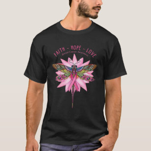 Camiseta Altura do Cancer da Mama Dragonfly Faith Hope Love