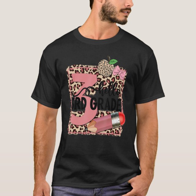 Camiseta Aluno Aluno Da 3ª Série Leopard Aluno De Volta A S (Frente)