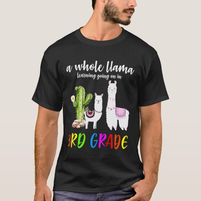 Camiseta Aluno do 3º ano Llama Cactus de volta às aulas (Frente)