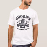 Camiseta Alunos Criam Casamento Branco Negro<br><div class="desc">Descubra seu melhor homem e padrinhos de casamento para suas festividades pré-casamento nessas camisetas divertidas da tripulação. Um design de tipografia de quadril soletra a Tripulação Brew do Groom. As palavras cercam uma caneca cheia de cerveja e uma gravata arco no fundo. O nome do melhor homem ou homem segue...</div>