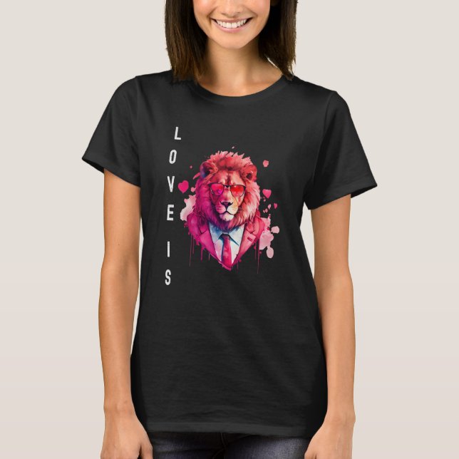 Camiseta Aluring Love é with Heart Animal Dia de os namorad (Frente)