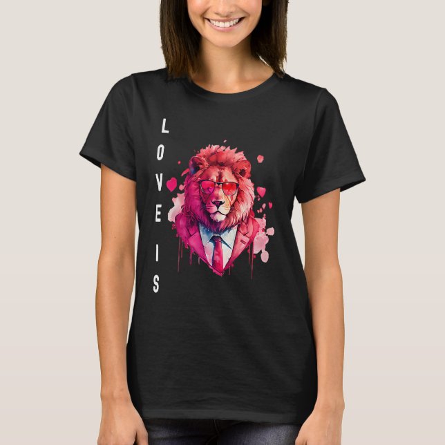 Camiseta Aluring Love é with Heart Animal Dia de os namorad (Frente)