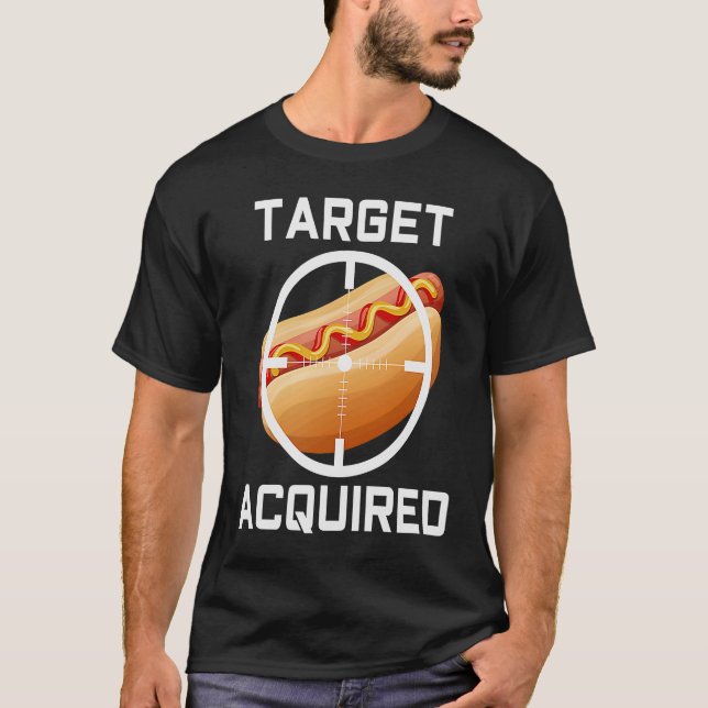 Camiseta Alvo de diversão de Comida de Cachorro Quente Adqu (Frente)
