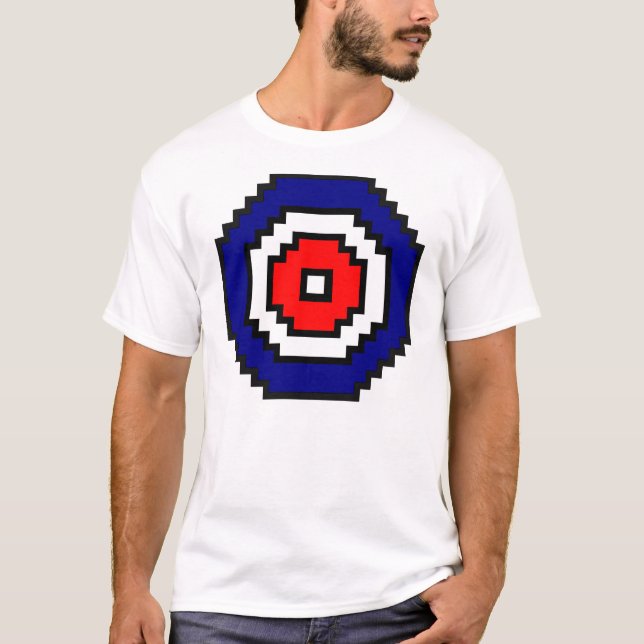 Camiseta Alvo de ondulação da arte do pixel (Frente)