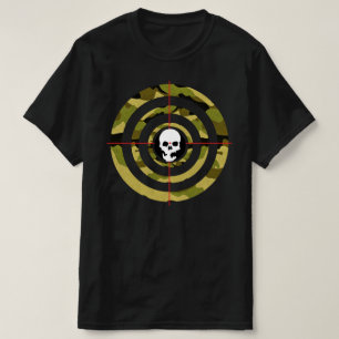 Camiseta Alvo de Tiro Camuflagem Tática Caveira Centro do A