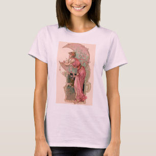 CAMISETA ALVOS / SENHORA DA LUA COM FLORES EM PINCO