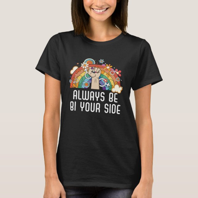 Camiseta Always Be Bi Your Side Bisexual Rainbow Pride LGBT (Frente)