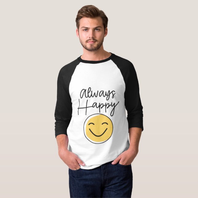 Camiseta "Always Happy" Raglan de Baseball - Posit (Frente Completa)
