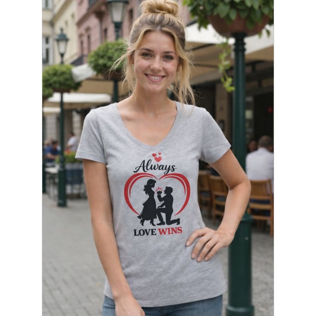 Camiseta Always Love Wins Women V Neck Tee (Criador carregado)