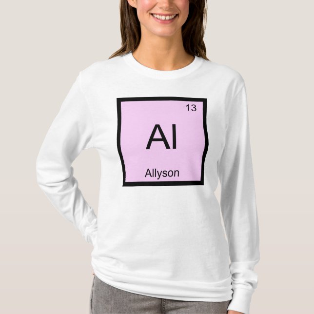 Camiseta Alyson Name Química Elemento de Química Mesa perió (Frente)
