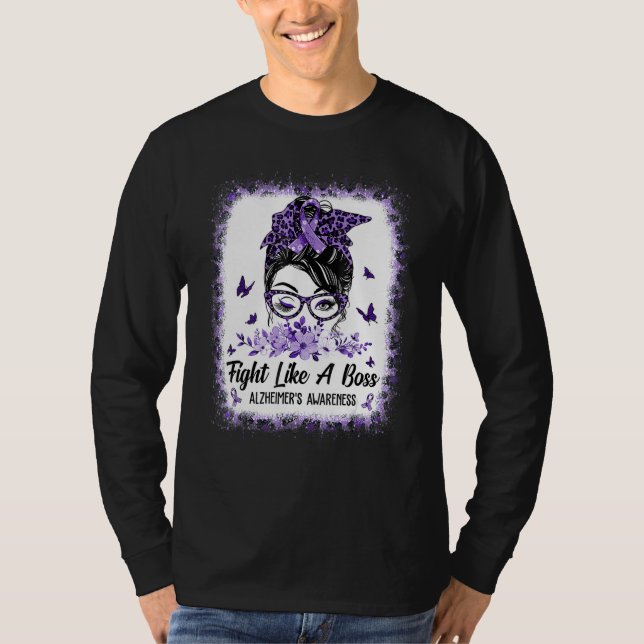 Camiseta Alzheimer Awareness Messy Bun Girl Leopard (Frente)