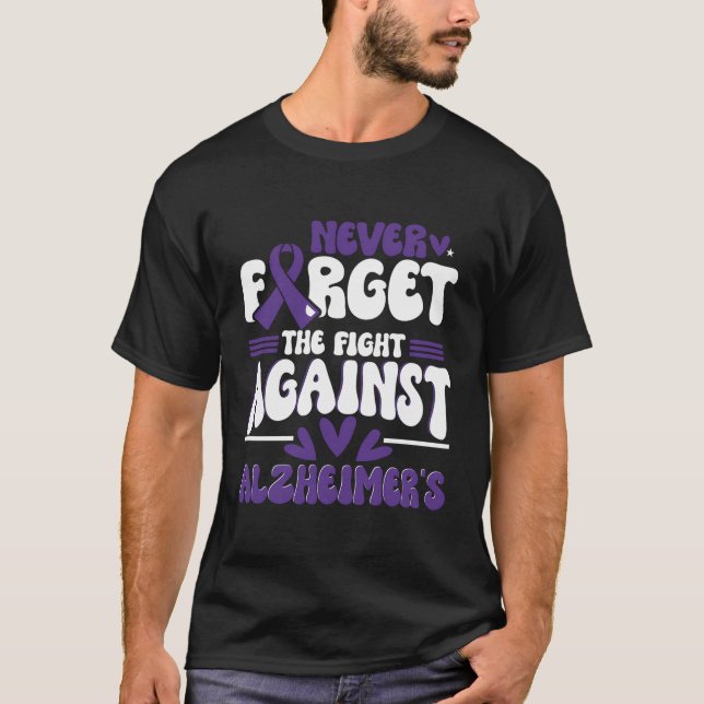Camiseta Alzheimer Brain Lesão cerebral Design Roxo Alzheim (Frente)