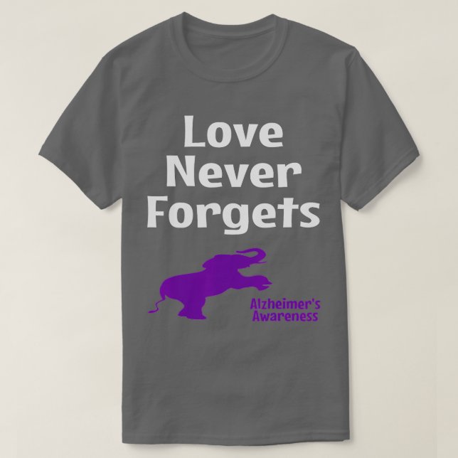 Camiseta Alzheimer Consciência Roxo Suporte Amor Nunca Fort (Frente do Design)