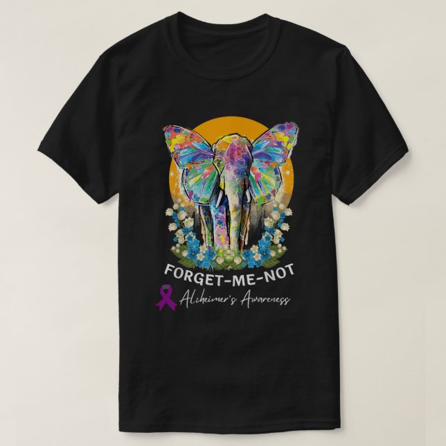 Camiseta Alzheimer Elephant Esquece-me, não Alzheimer Aware (Frente do Design)
