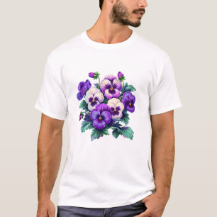 Camiseta Alzheimer Purple Floral Pansy Demência Alzheimer