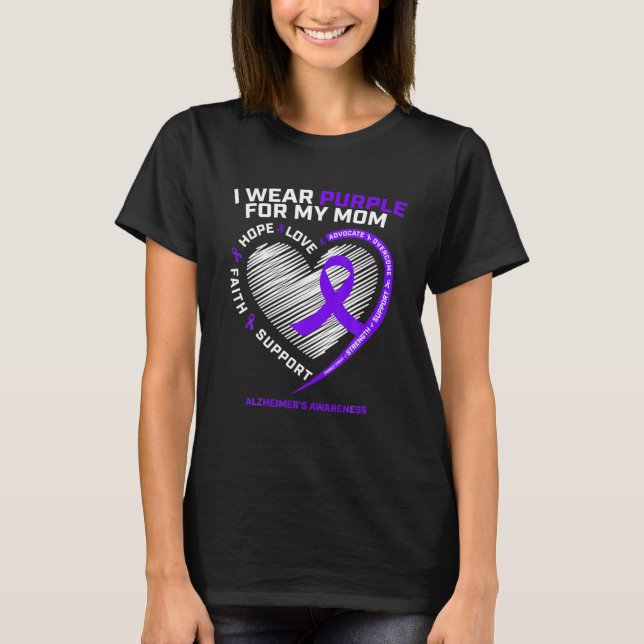 Camiseta Alzheimer Roxo Produtos de Consciência Mamãe Ofere (Frente)