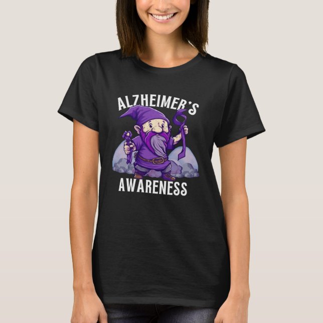 Camiseta Alzheimer s Awareness Month Alzheimer Gnomes Purpl (Frente)