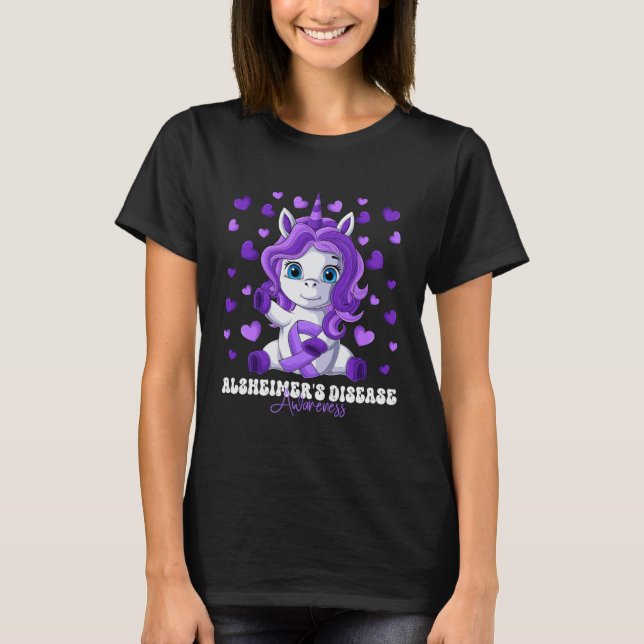 Camiseta Alzheimer s Disease Awareness Month Purple Ribbon  (Frente)