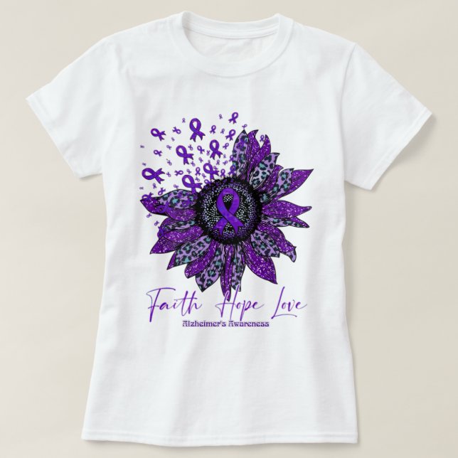 Camiseta Alzheimer Sensibilização Para A Fé De Girassol Ho (Frente do Design)