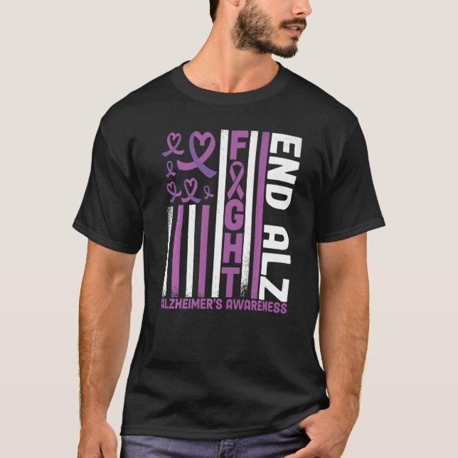 Camiseta Alzheimers American Flag End Alz Alzheimer's Aware (Frente)