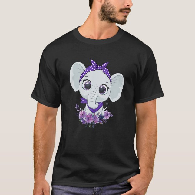 Camiseta Alzheimer's Awareness Elephant Purple Flower Warri (Frente)