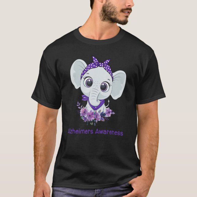 Camiseta Alzheimer's Awareness Elephant Purple Flower Warri (Frente)