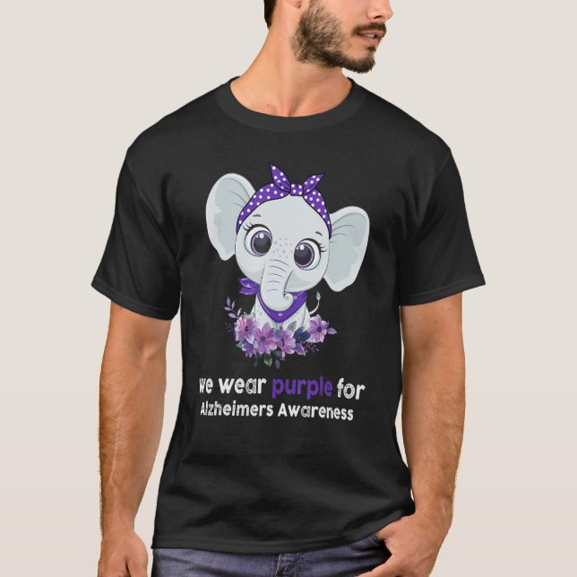 Camiseta Alzheimer's Awareness Elephant Purple Flower Warri (Frente)