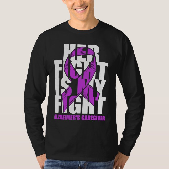 Camiseta Alzheimer's Caregiver Awareness Purple Ribbon Her  (Frente)