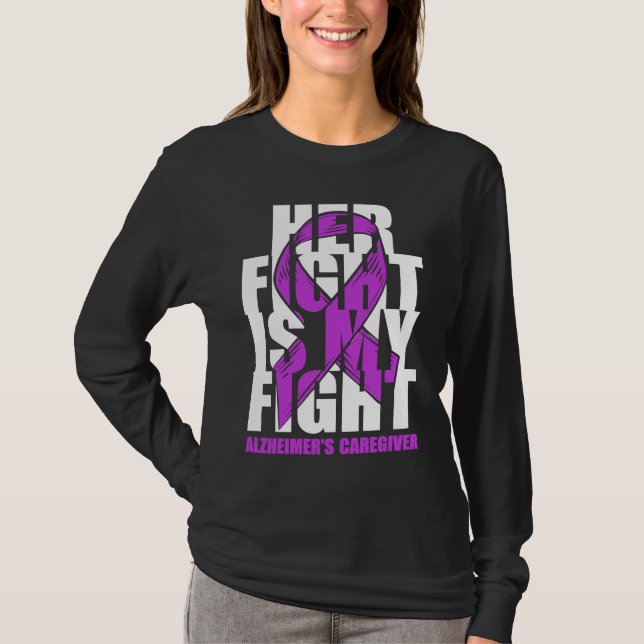 Camiseta Alzheimer's Caregiver Awareness Purple Ribbon Her  (Frente)