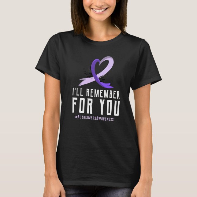 Camiseta Alzheimers Consciência Eu Visto Roxo porque vou me (Frente)